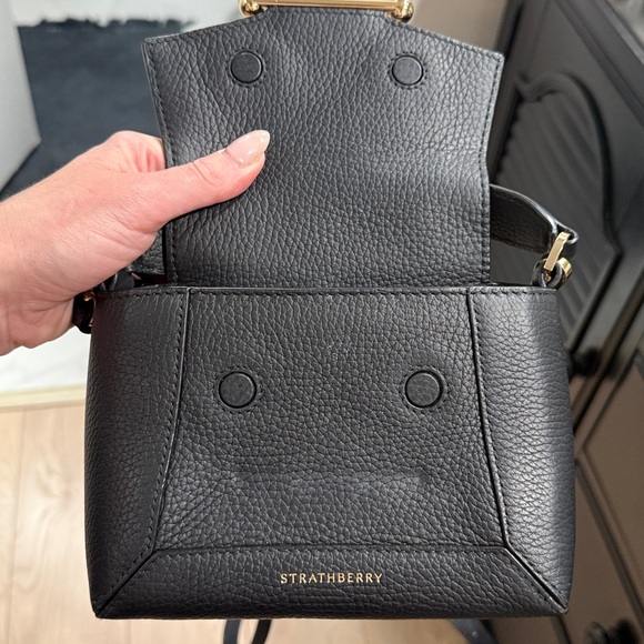 Strathberry Black Mini Mosaic Nano Bag with Gold Accents - Picture 5 of 8